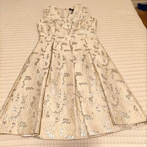 DKNY Ivory Fit and Flare Jacquard Dress NWT